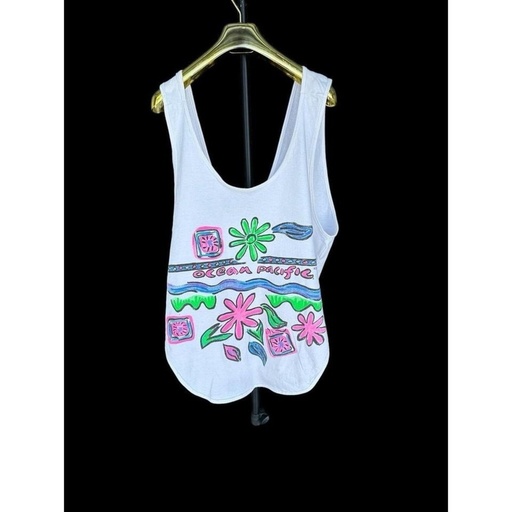 Vintage OP Ocean Pacific Tank Top Women's Medium Beach Cover Surf 80's USA Made